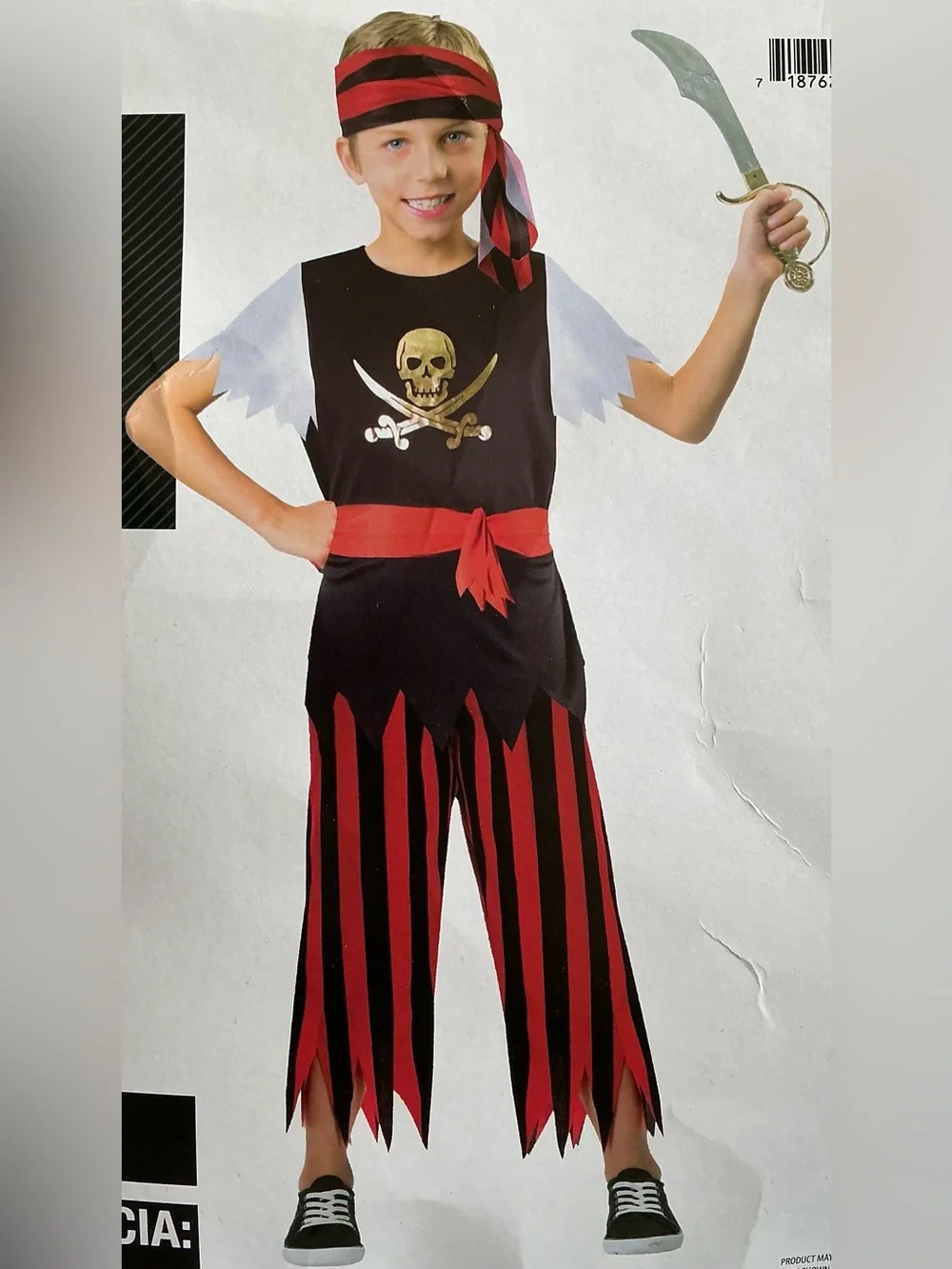 Boys' Pirate Costume Includes Top Pants & Bandana Size L (10/12) New In Package